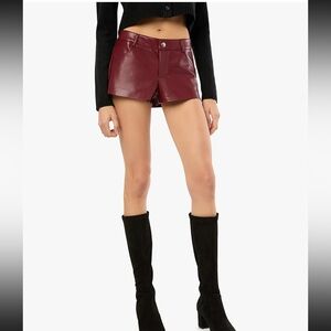 Women's Burgundy Leather Shorts